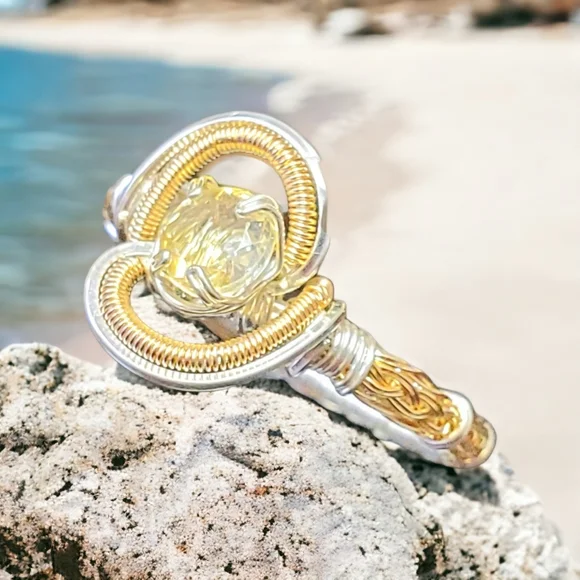 Citrine Sterling Silver Ring Size 7.5 - Picture 5 of 9